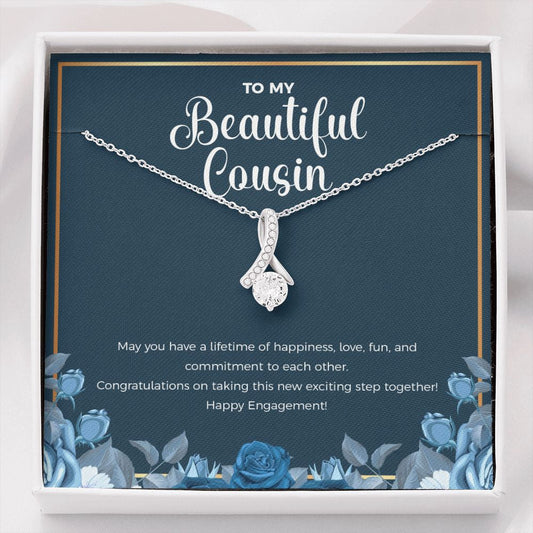 "Lifetime Of Happiness" Beautiful Cousin Engagement Necklace Gift Alluring Beauty Pendant Jewelry Box