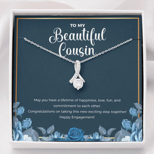 "Lifetime Of Happiness" Beautiful Cousin Engagement Necklace Gift Alluring Beauty Pendant Jewelry Box