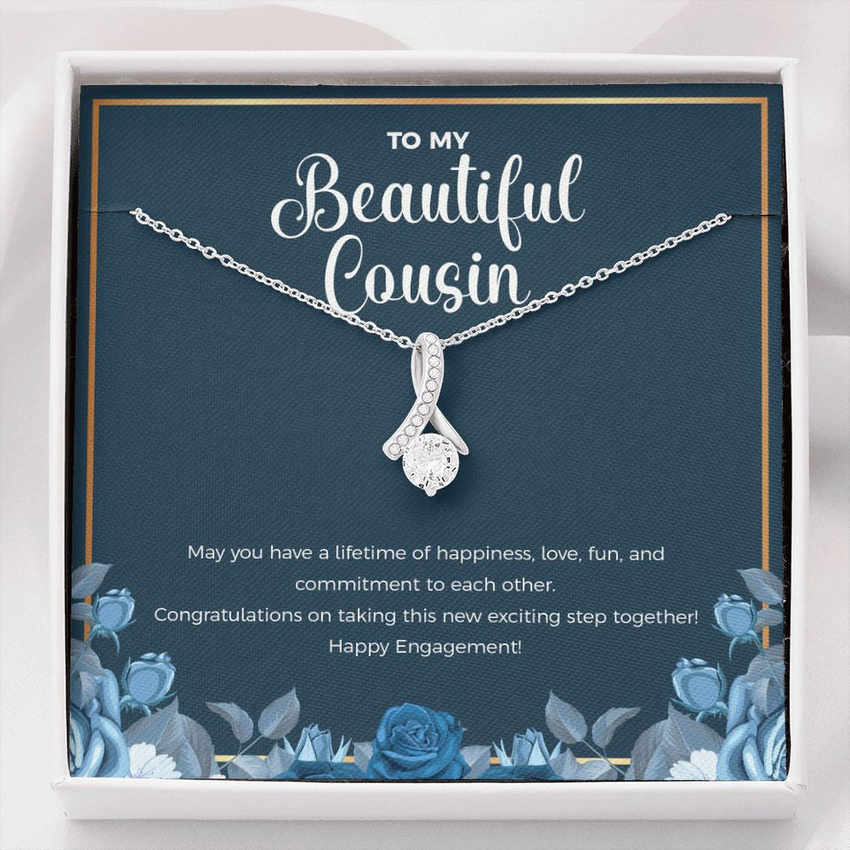 "Lifetime Of Happiness" Beautiful Cousin Engagement Necklace Gift Alluring Beauty Pendant Jewelry Box