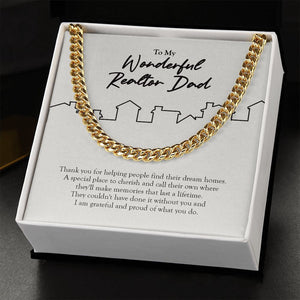 "Find Their Dream Home" Wonderful Realtor Dad Necklace Gift From Daughter Son Cuban Link Chain Jewelry Box Birthday Christmas Job Anniversary