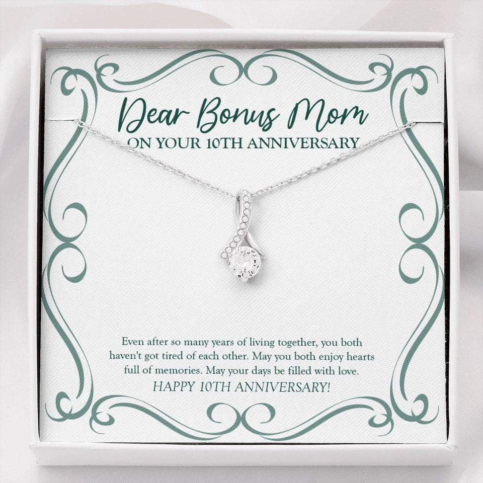 "Days Be Filled with Love" Bonus Mom 10th Wedding Anniversary Necklace Gift From Son Daughter Alluring Beauty Pendant Jewelry Box