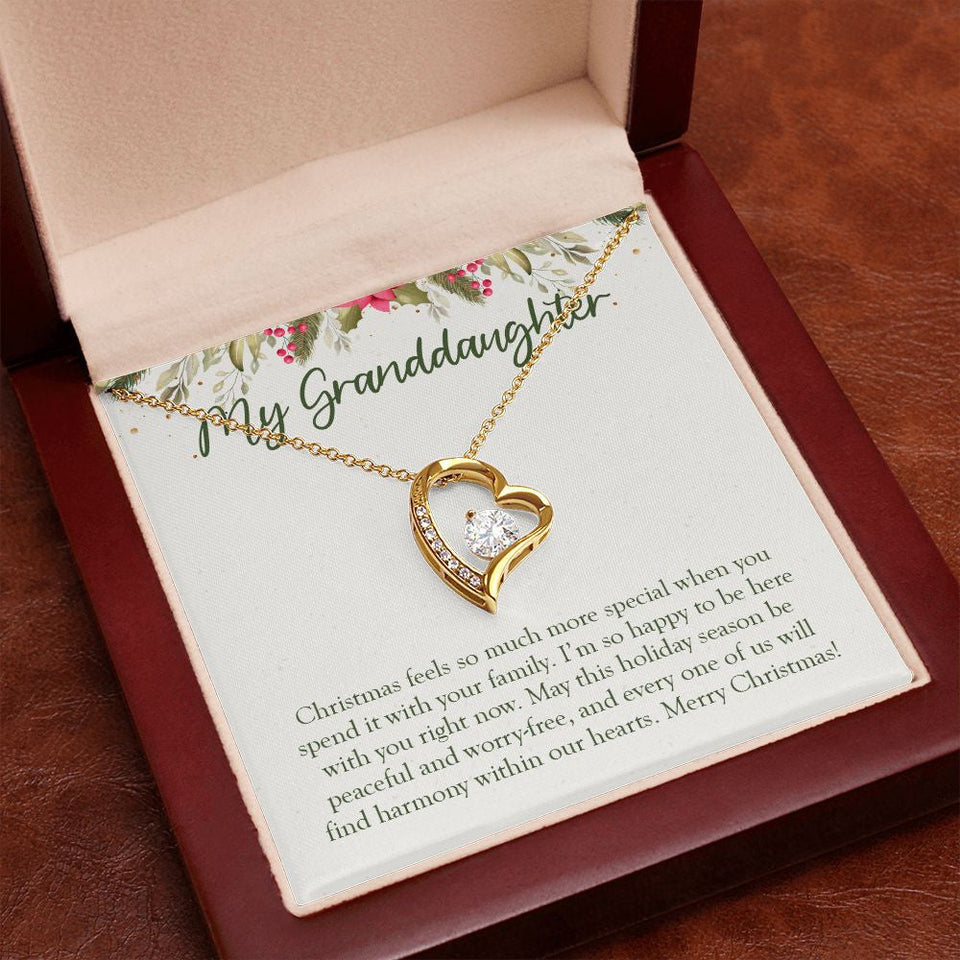 "Special With Family" Granddaughter Christmas Necklace Gift From Grandma Grandpa Forever Love Pendant Jewelry Box