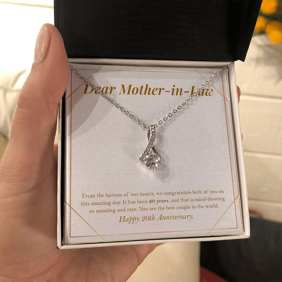"Mind Blowing 20 Years" Mother In Law 20th Wedding Anniversary Necklace Gift From Son-In-Law Daughter-In-Law Alluring Beauty Pendant Jewelry Box