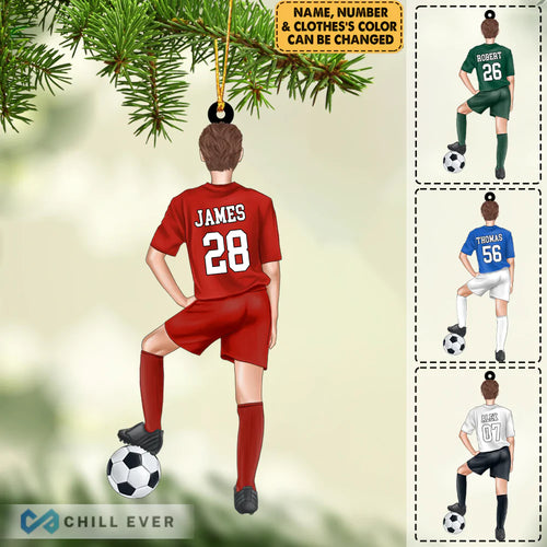 Personalized Soccer Player Christmas Ornament - Custom Shape Ornament