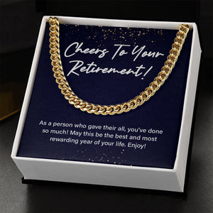 "Most Rewarding Year Of Life" Retirement Necklace Gift From Children Grandchildren Colleague Co-workers Friends Cuban Link Chain Jewelry Box