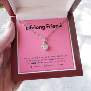 "Only The Lucky Ones" Lifelong Friend Necklace Gift From Bestfriend BFF Soul Sister Alluring Beauty Pendant Jewelry Box Birthday New Year Christmas Wedding