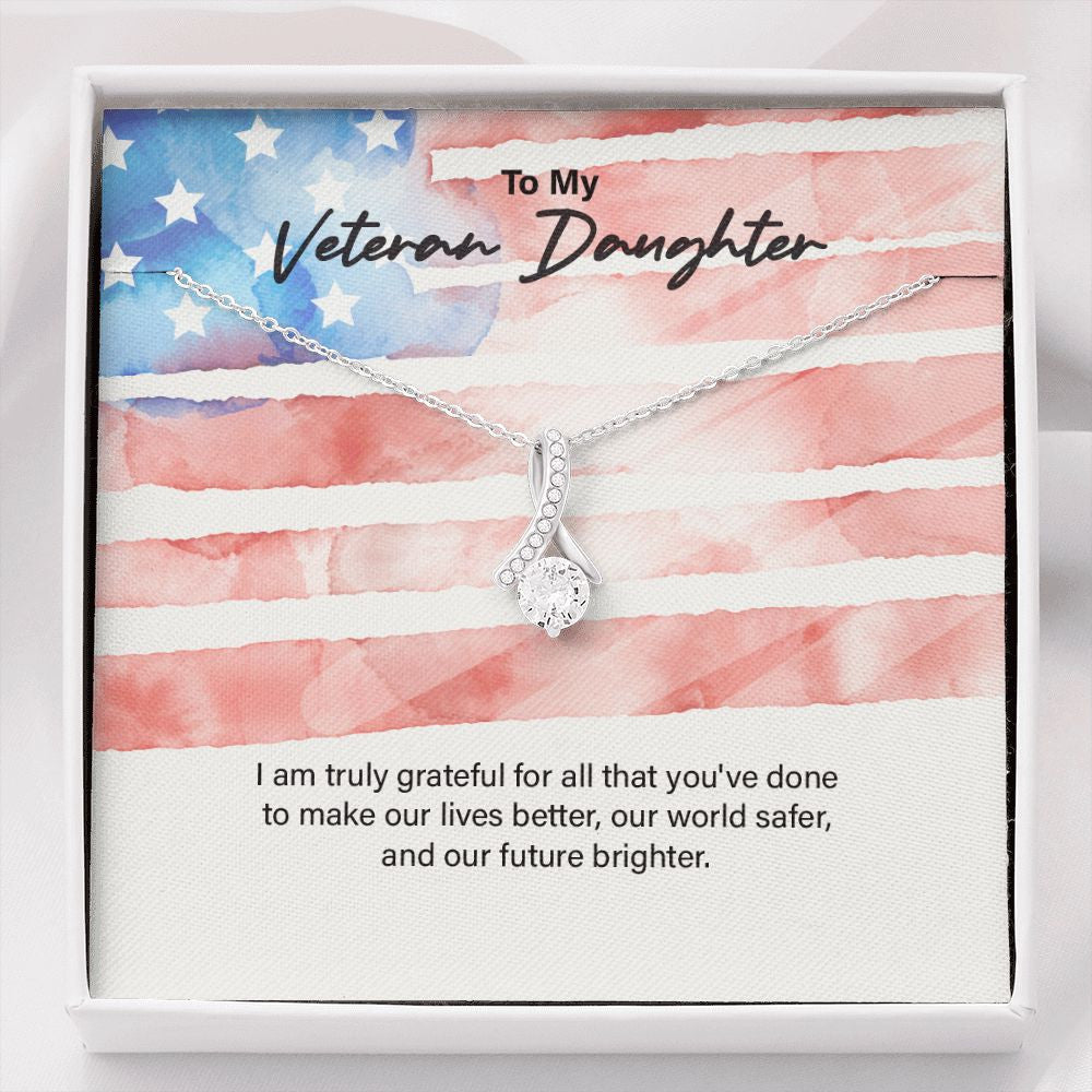 "You Make Our Lives Better" Veteran Daughter Necklace Gift From Mom Dad Alluring Beauty Pendant Jewelry Box Deployment Veterans Day Thanksgiving