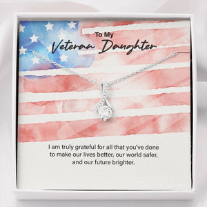 "You Make Our Lives Better" Veteran Daughter Necklace Gift From Mom Dad Alluring Beauty Pendant Jewelry Box Deployment Veterans Day Thanksgiving