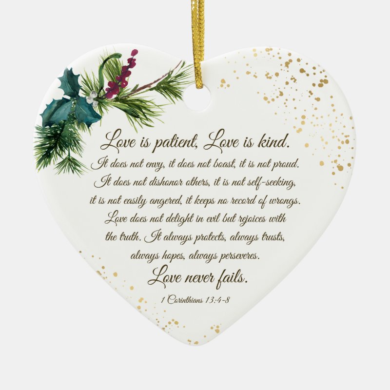 1 Corinthians 13:4-8 Love Is Patient, Christmas Ceramic Ornament