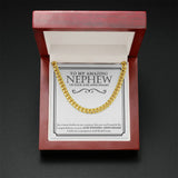 "Prosperous And Blissful" Amazing Nephew 10th Wedding Anniversary Necklace Gift Cuban Link Chain Jewelry Box