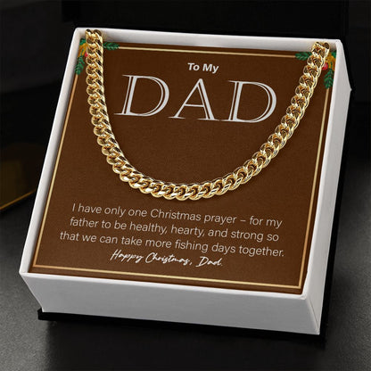 "Take More Fishing Days Together" Dad Christmas Necklace Gift From Daughter Son Cuban Link Chain Jewelry Box