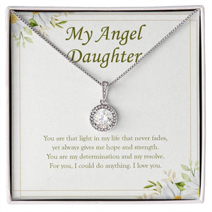 "That Light In My Life" Angel Daughter Necklace Gift From Mom Dad Eternal Hope Pendant Jewelry Box Birthday Graduation Christmas New Year