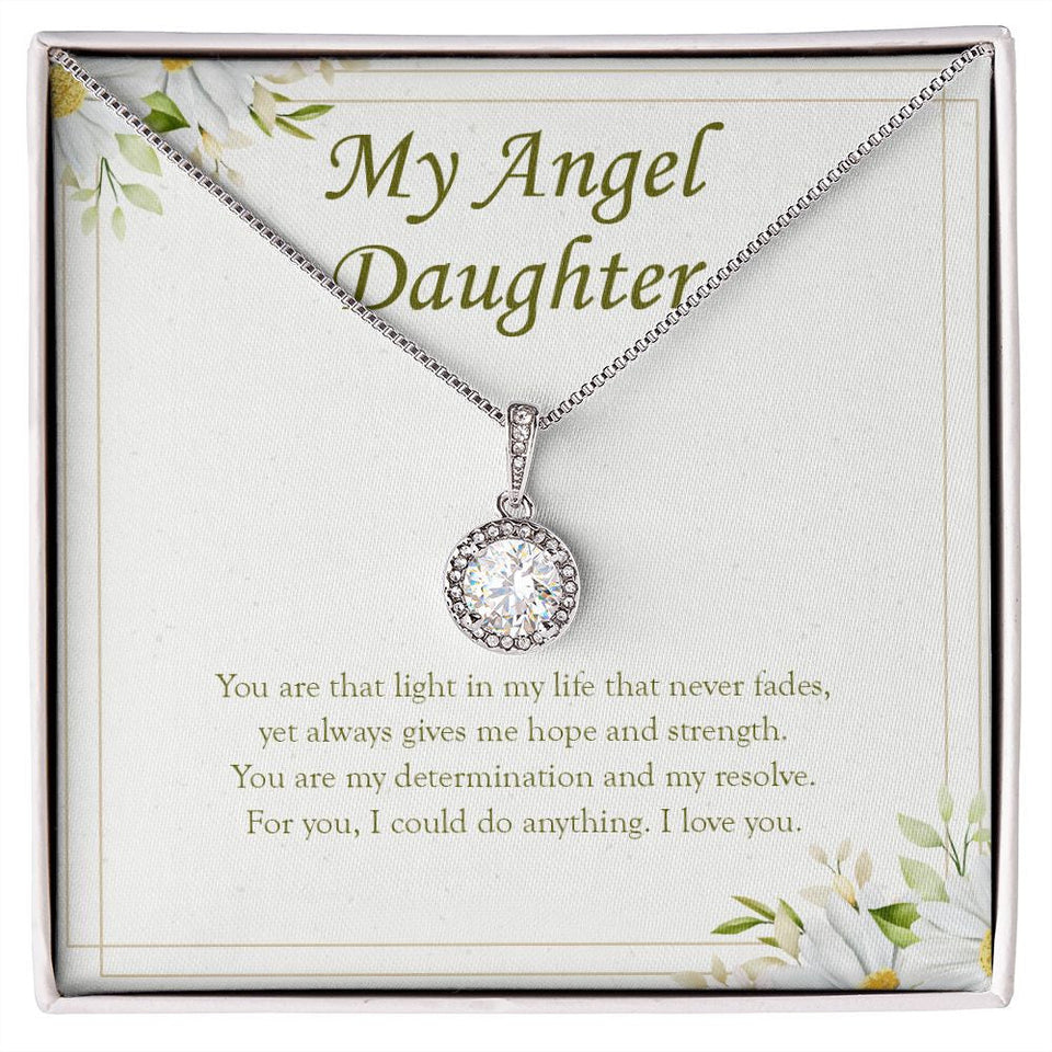 "That Light In My Life" Angel Daughter Necklace Gift From Mom Dad Eternal Hope Pendant Jewelry Box Birthday Graduation Christmas New Year