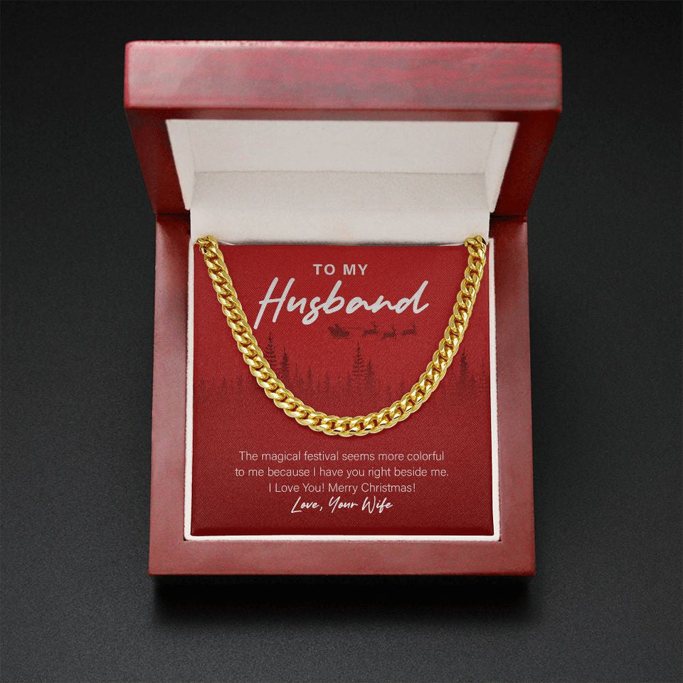 "Colorful Magical Festival" Husband Christmas Necklace Gift From Wife Cuban Link Chain Jewelry Box