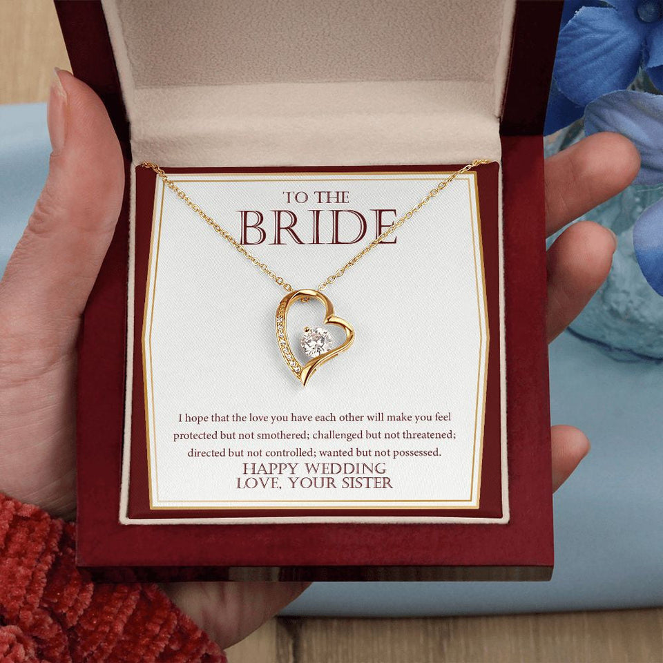 "Wanted But Not Possessed" Bride Wedding Day Necklace Gift From Sister Forever Love Pendant Jewelry Box