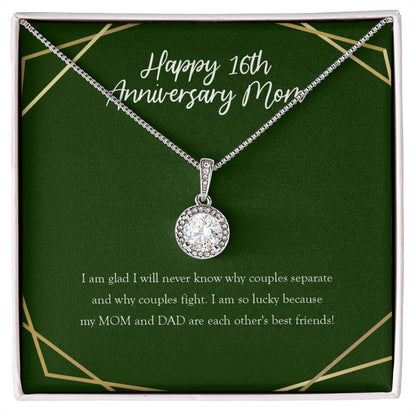 "Glad I Will Never Know" Mom 16th Wedding Anniversary Necklace Gift From Daughter Son Eternal Hope Pendant Jewelry Box
