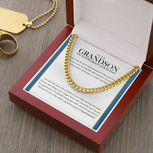 "A Remarkable Young Man" Grandson Graduation Necklace Gift From Grandma Cuban Link Chain Jewelry Box