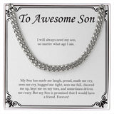 "Time Driven" Awesome Son Necklace Gift From Mom Dad Cuban Link Chain Jewelry Box Graduation Birthday Thanksgiving