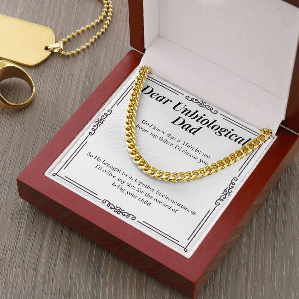 "Brought Us Together" Unbiological Dad Necklace Gift From Daughter Son Cuban Link Chain Jewelry Box Birthday Christmas New Year
