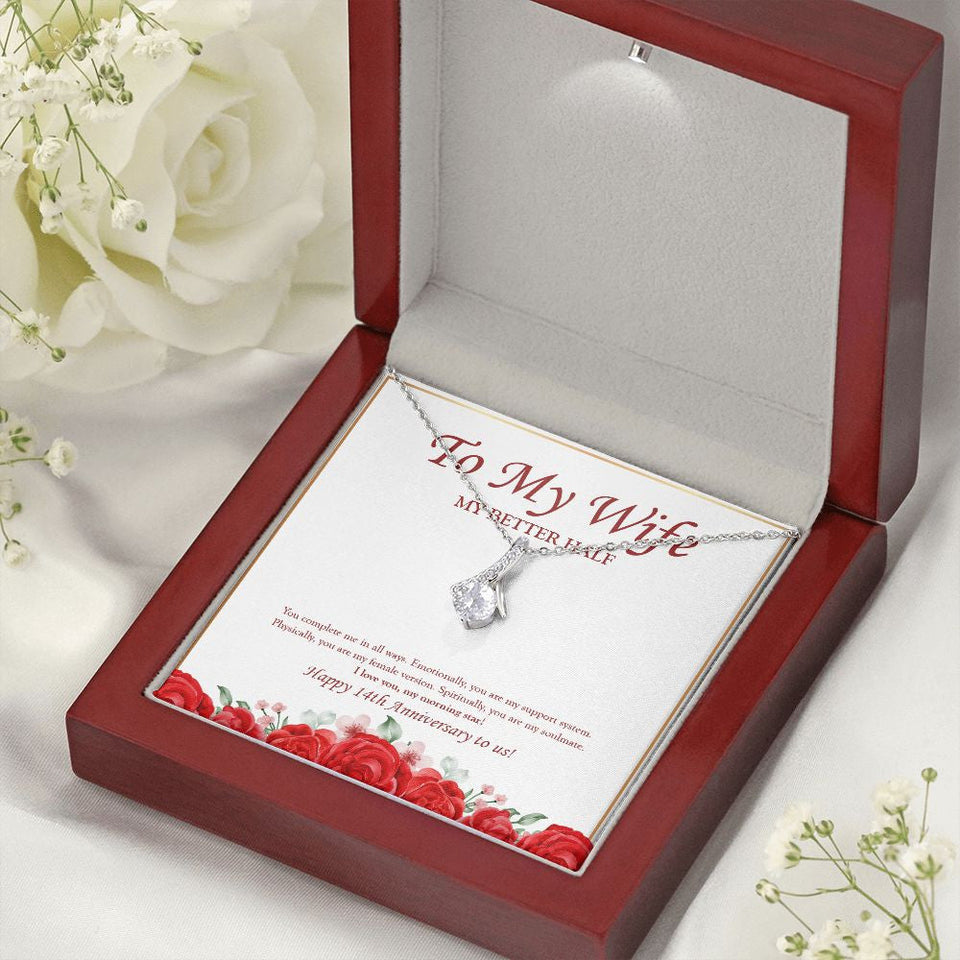 "Spiritually, My Soulmate" Wife 14th Wedding Anniversary Necklace Gift From Husband Alluring Beauty Pendant Jewelry Box