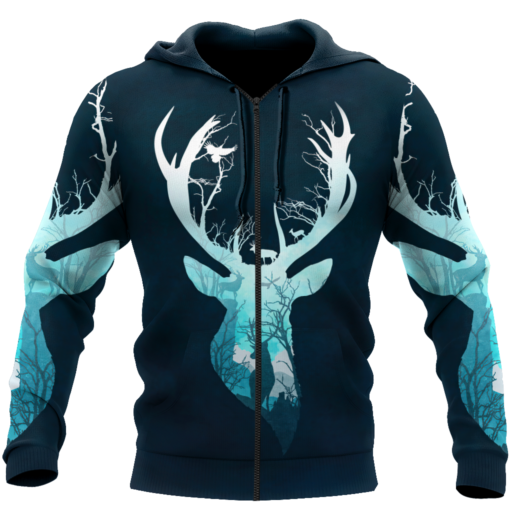 Hunting Gifts Deer Hunting Gifts Deer Hunting All Over Printed US Unisex Size Hoodie