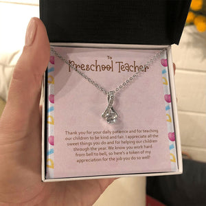 "Teaching Our Children" Preschool Teacher Necklace Gift From Student Teacher Alluring Beauty Pendant Jewelry Box Teachers Day Graduation Christmas