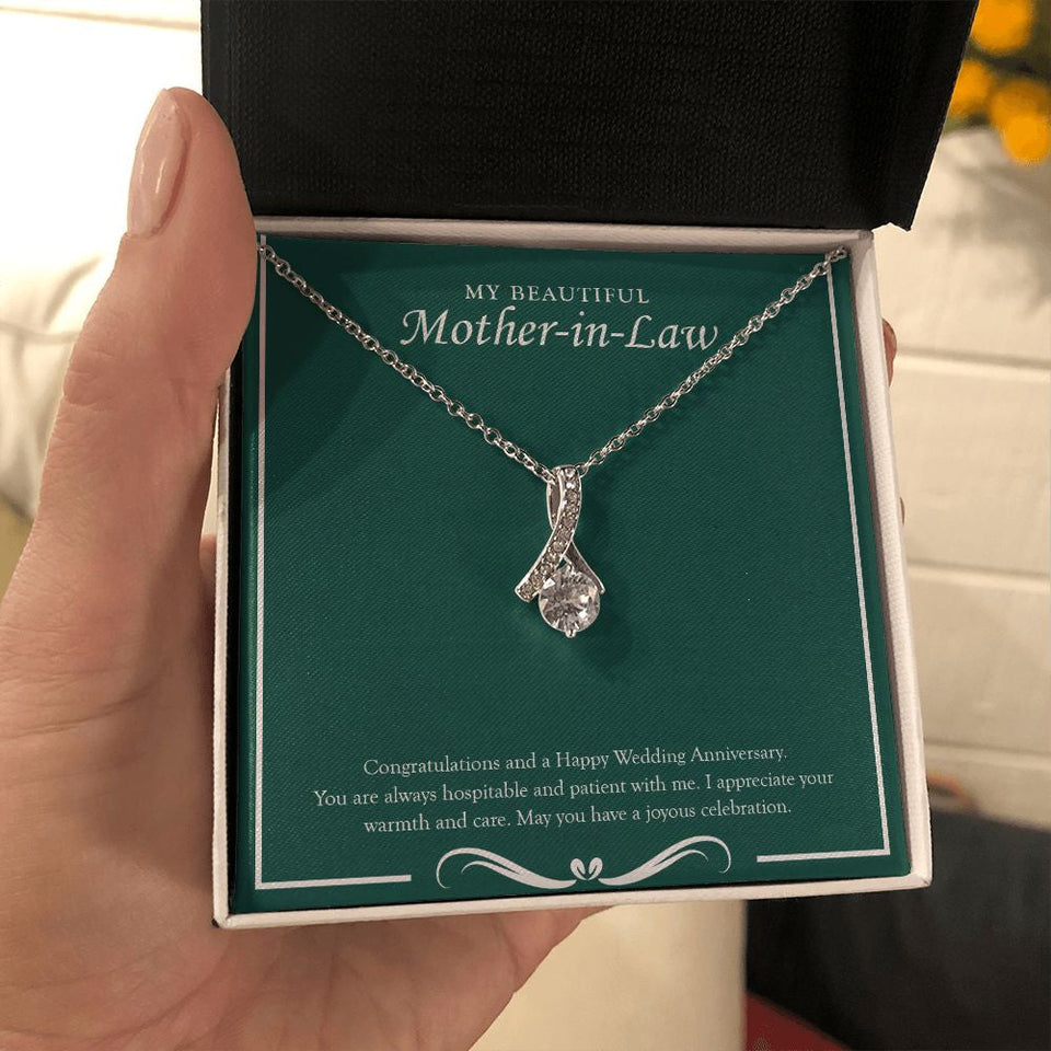 "Joyous Celebration" Beautiful Mother In Law Wedding Anniversary Necklace Gift From Daughter-in-law Son-in-law Alluring Beauty Pendant Jewelry Box
