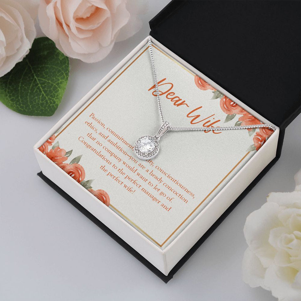 "Passion, Commitment, And Sincerity" Wife Job Promotion Necklace Gift From Husband Eternal Hope Pendant Jewelry Box