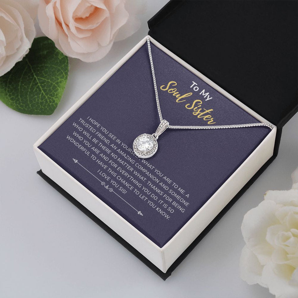 "Amazing Companion" Soul Sister Necklace Gift From Sis Brother Bestfriend Eternal Hope Pendant Jewelry Box Birthday Graduation Christmas Thanksgiving