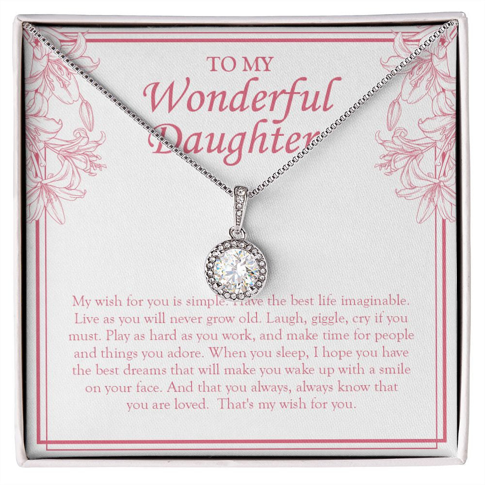 "A Smile On Your Face" Wonderful Daughter Necklace Gift From Mom Dad Eternal Hope Pendant Jewelry Box Birthday Graduation Wedding Christmas