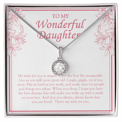 "A Smile On Your Face" Wonderful Daughter Necklace Gift From Mom Dad Eternal Hope Pendant Jewelry Box Birthday Graduation Wedding Christmas