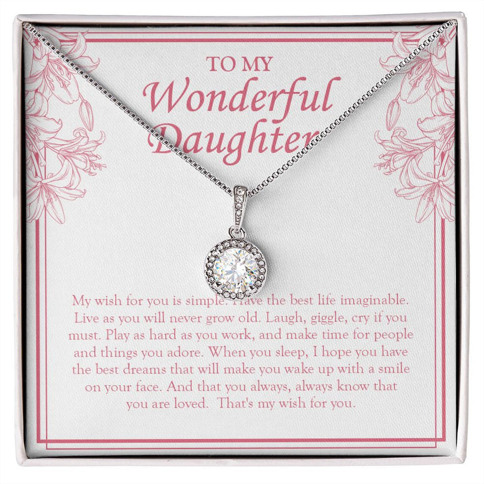 "A Smile On Your Face" Wonderful Daughter Necklace Gift From Mom Dad Eternal Hope Pendant Jewelry Box Birthday Graduation Wedding Christmas