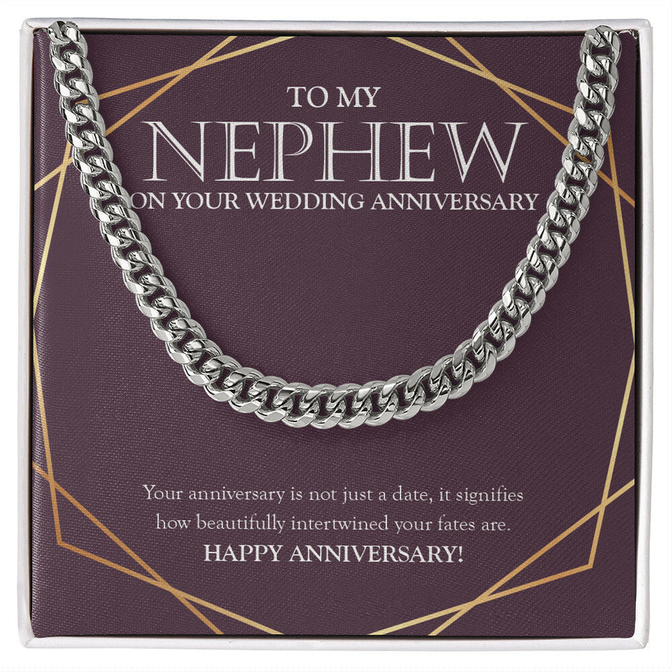 "Intertwined Fate" Nephew Wedding Anniversary Necklace Gift From Aunt Uncle Cuban Link Chain Jewelry Box