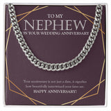 "Intertwined Fate" Nephew Wedding Anniversary Necklace Gift From Aunt Uncle Cuban Link Chain Jewelry Box
