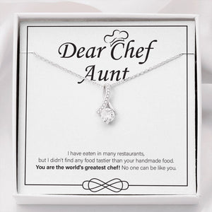 "Tastier Than Your Homemade" Chef Aunt Necklace Gift From Nephew Niece Alluring Beauty Pendant Jewelry Box Birthday Christmas Thanksgiving Valentines