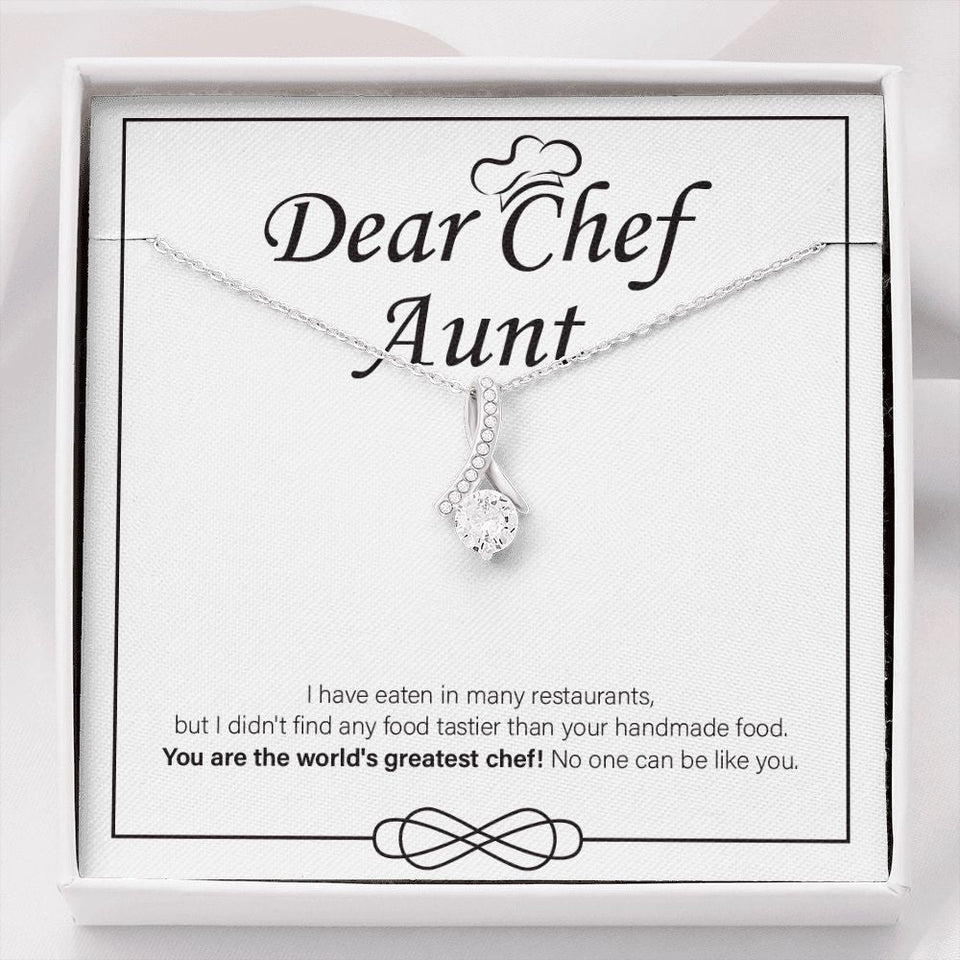 "Tastier Than Your Homemade" Chef Aunt Necklace Gift From Nephew Niece Alluring Beauty Pendant Jewelry Box Birthday Christmas Thanksgiving Valentines