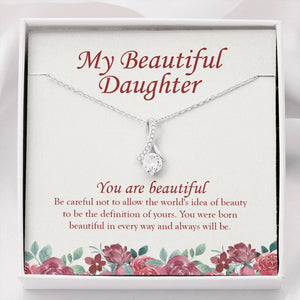 "You Are Beautiful" Beautiful Daughter Necklace Gift From Mom Dad Parents Alluring Beauty Pendant Jewelry Box Christmas Birthday New Year Valentines