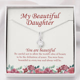 "You Are Beautiful" Beautiful Daughter Necklace Gift From Mom Dad Parents Alluring Beauty Pendant Jewelry Box Christmas Birthday New Year Valentines