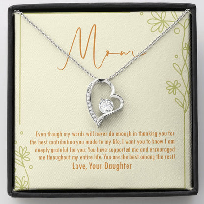 "Great Contribution" Mom Necklace Gift From Daughter Forever Love Pendant Jewelry Box Mothers Day Birthday Christmas Valentines