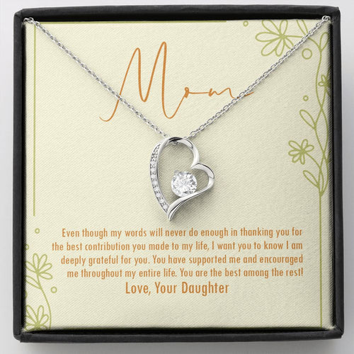 "Great Contribution" Mom Necklace Gift From Daughter Forever Love Pendant Jewelry Box Mothers Day Birthday Christmas Valentines
