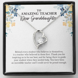 "You Believed In Them First" Teacher Granddaughter Necklace Gift From Grandma Grandpa Forever Love Pendant Jewelry Box Teachers Day Promotion Birthday Christmas