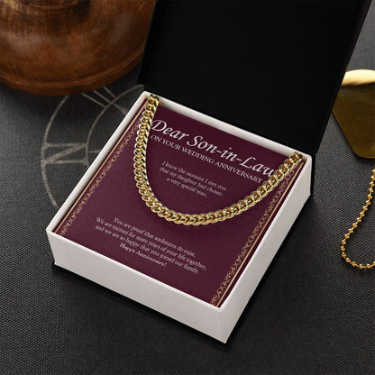 "Very Special Man" Son In Law Wedding Anniversary Necklace Gift From Mother-In-Law Father-In-Law Cuban Link Chain Jewelry Box