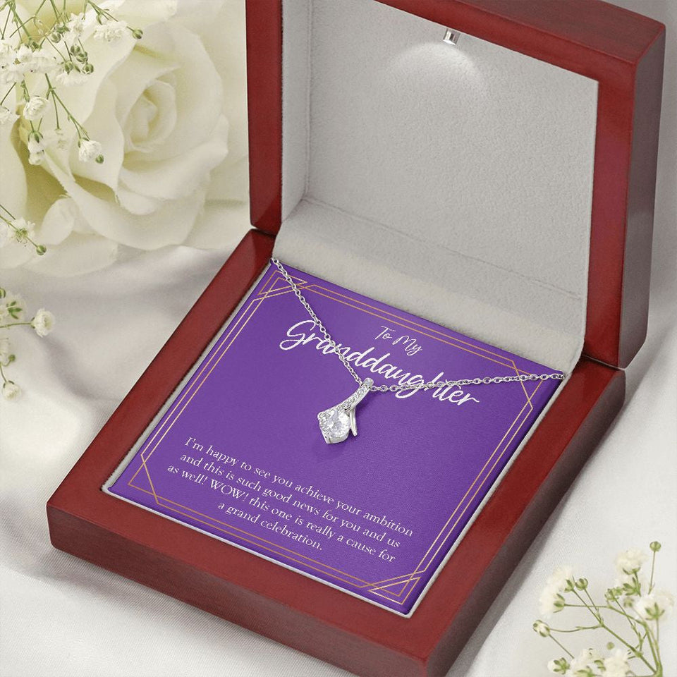 "Achieve Your Ambition" Granddaughter Job Promotion Necklace Gift From Grandma Grandson Alluring Beauty Pendant Jewelry Box