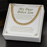 "Most Dynamic Person I Know" Brave Son Necklace Gift From Mom Dad Cuban Link Chain Jewelry Box Graduation Birthday Christmas