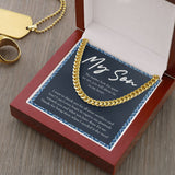 "All Your Sacrifices And Love" Long-Distance Son Necklace Gift From Mom Dad Cuban Link Chain Jewelry Box Birthday Christmas Thanksgiving Graduation