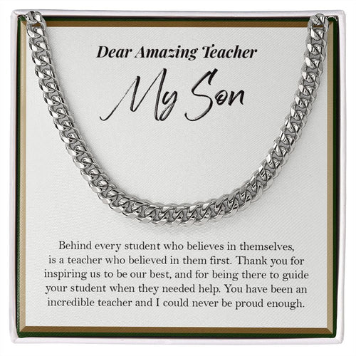 "Behind Every Student" Amazing Teacher Son Necklace Gift From Mom Dad Cuban Link Chain Jewelry Box Teachers Day Thanksgiving Birthday