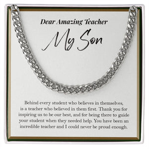 "Behind Every Student" Amazing Teacher Son Necklace Gift From Mom Dad Cuban Link Chain Jewelry Box Teachers Day Thanksgiving Birthday