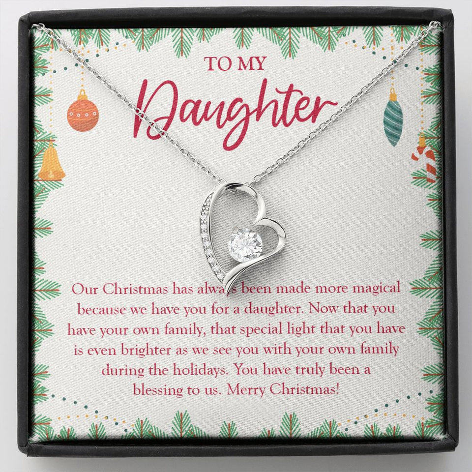 "Your Special Light" Daughter Christmas Necklace Gift From Mom Dad Forever Love Pendant Jewelry Box