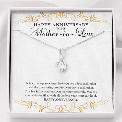 "Influencer Of Our Marriage" Mother In Law Wedding Anniversary Necklace Gift From Daughter-In-Law Son-In-Law Alluring Beauty Pendant Jewelry Box