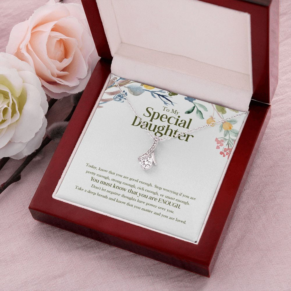 "Good Enough" Special Daughter Necklace Gift From Mom Dad Parents Alluring Beauty Pendant Jewelry Box Birthday Christmas Valentines New Year